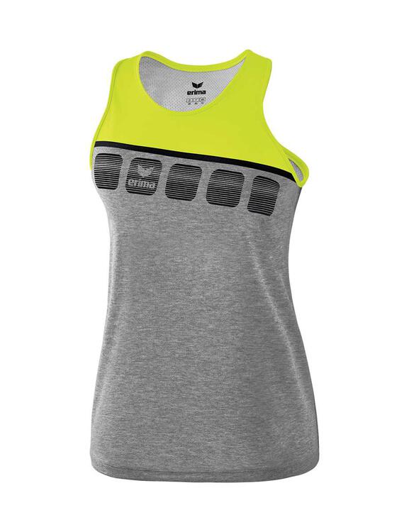 Erima 5-C Tanktop Damen grau melange/lime pop/schwarz 1081929 Gr. 34