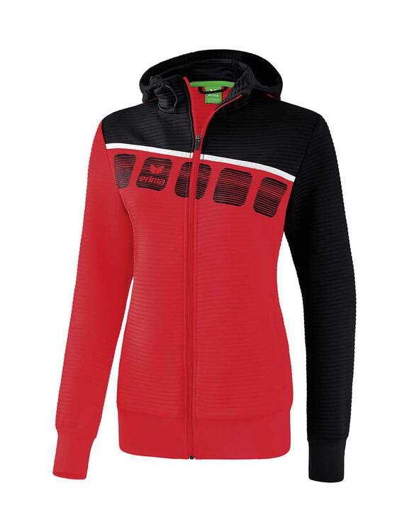 Erima 5-C Trainingsjacke mit Kapuze Damen rot/schwarz/weiß 1031911...