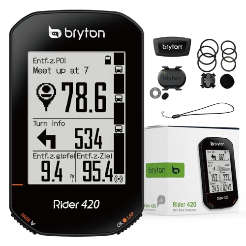 Bryton Unisex – Erwachsene 420t Rider mit Trittfrequenz und Cardio-Band, Schwarz, 83.9x49.9x16.9 von Bryton