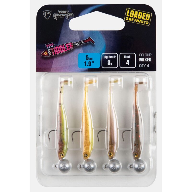 FOX RAGE Loaded Micro Tiddler Gr.4 3g 5cm Ultra UV Mix Colours 4Stk.