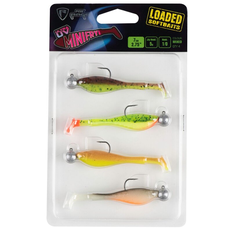 FOX RAGE Loaded Mini Fry 7cm 5g Ultra UV Mixed Colours I 4Stk.