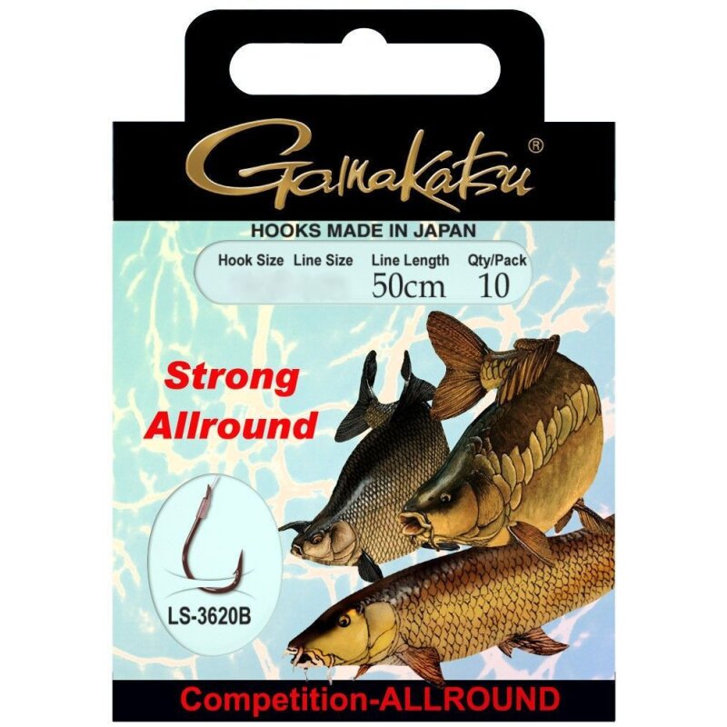 GAMAKATSU Hook Competition Allround Strong 3620B Gr.12 50cm 0,22mm...