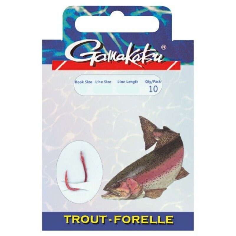 GAMAKATSU Hook LS-3610 Forelle Gr.6 100cm 0,22mm Nickel 10Stk.