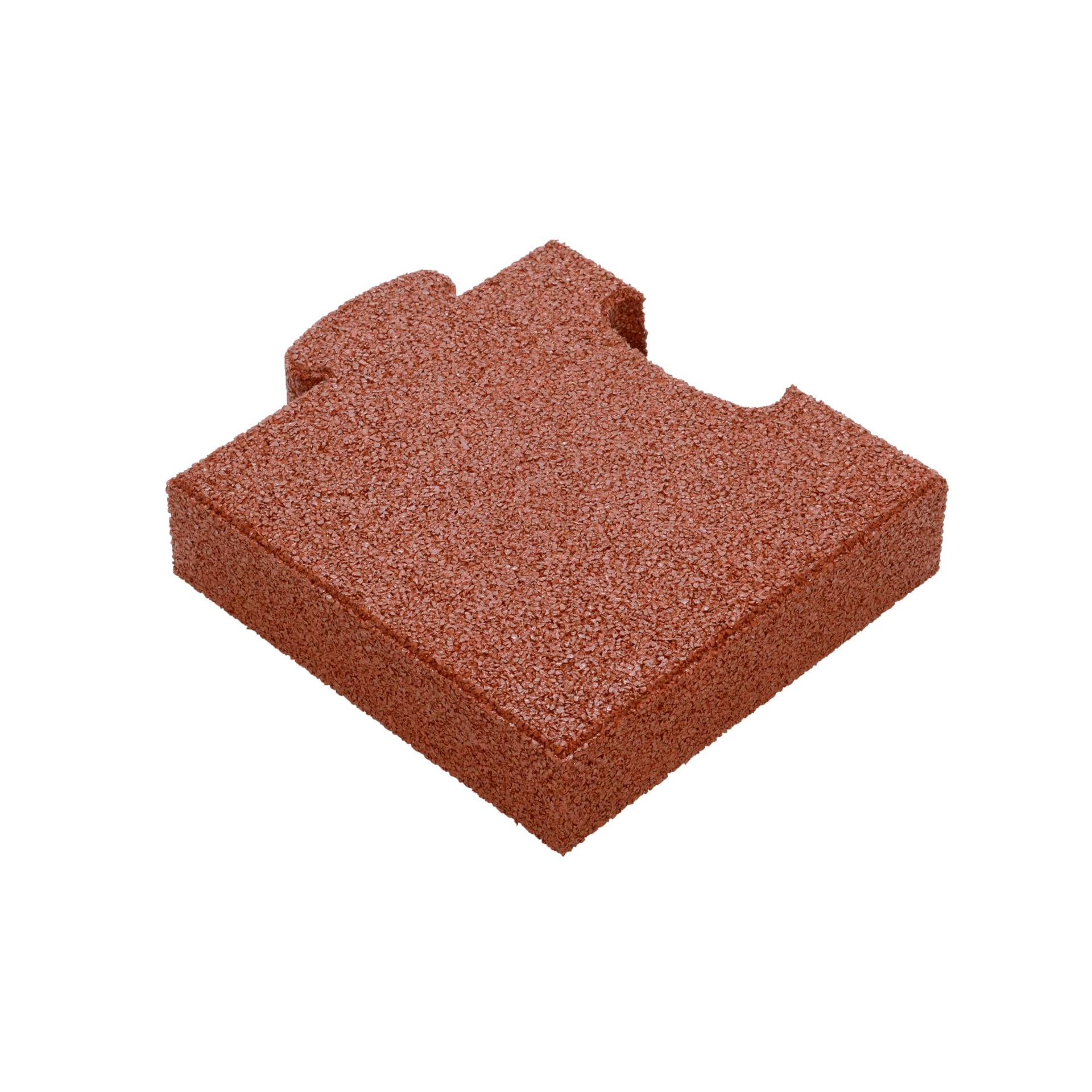 Gum-tech Eckstück "Gerade" für Fallschutzplatten, 25x25 cm, Rot, 6 cm von Gum-Tech