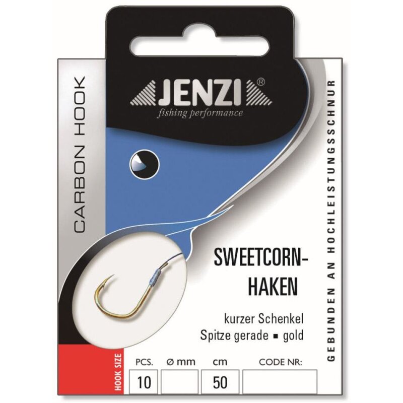 JENZI Gebundene Sweetcornhaken Gr.8 50cm 0,22mm Gold 10Stk.