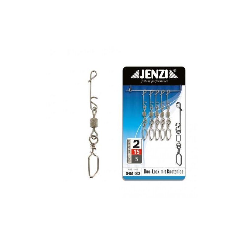 JENZI No Knot-Verbinder mit Duo-Lock Karabiner-Wirbel Fein Gr.2...