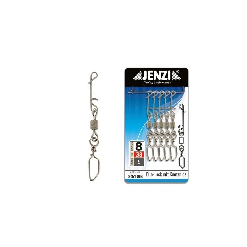 JENZI No Knot-Verbinder mit Duo-Lock Karabiner-Wirbel X-Strong Gr.8...