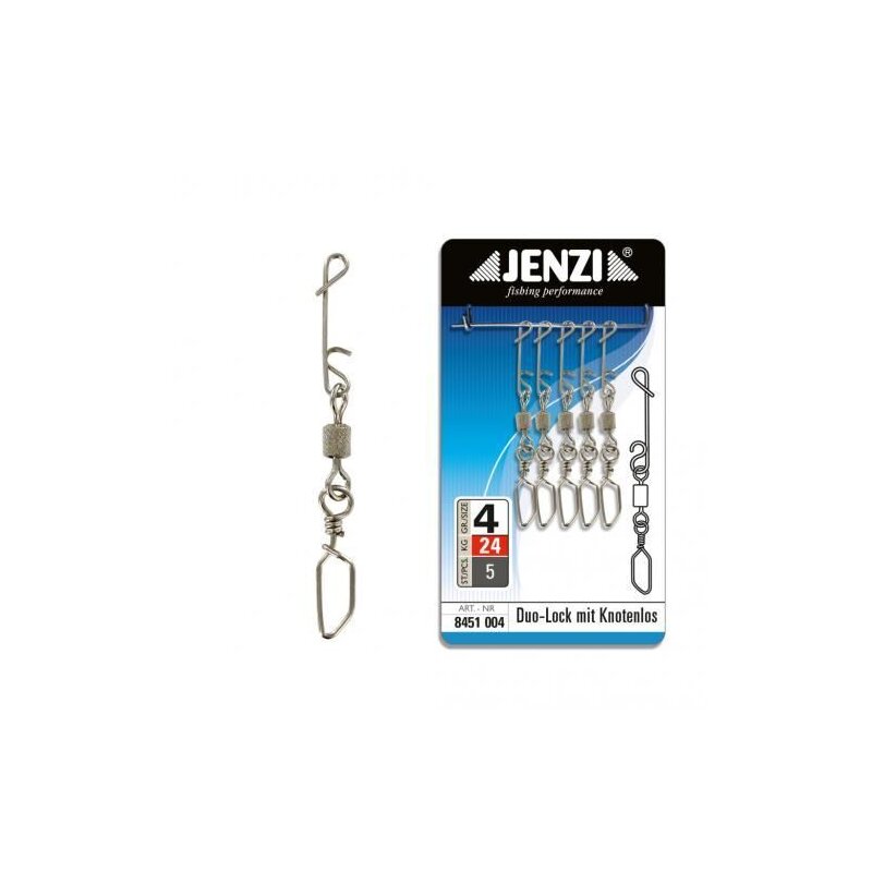 JENZI No Knot-Verbinder mit Wirbel Grob 24kg 5Stk.