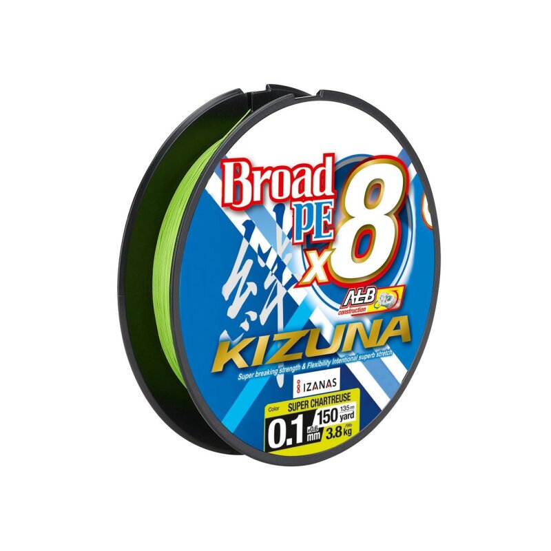 OWNER Kizuna 8braid 0,13mm 6,7kg 135m Chartreuse (0,15 € pro 1 m)