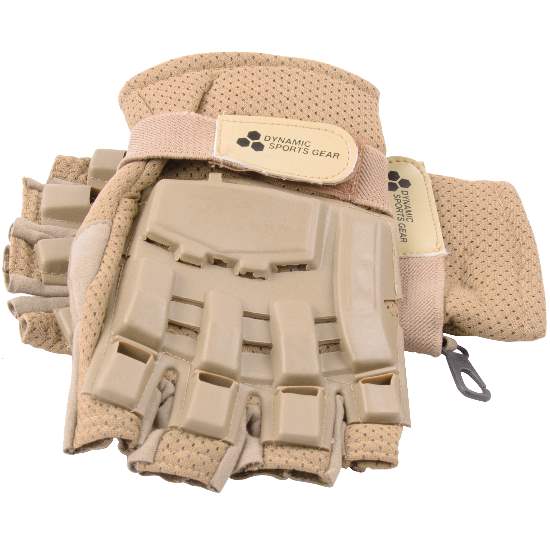 Paintball Halbfinger Handschuhe mit Protektoren (Desert/Tan) XL