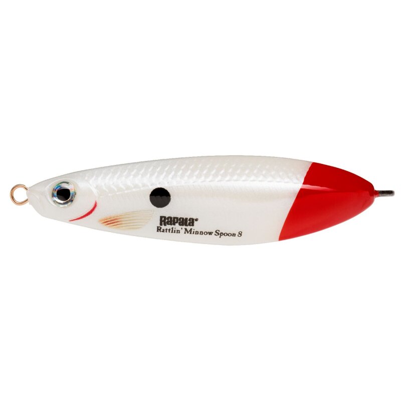 RAPALA Rattlin' Minnow Spoon 8cm 16g Pearl White Red Tail