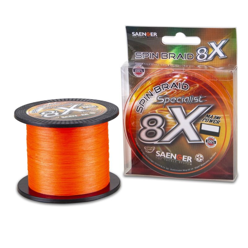 SÄNGER 8 X Specialist Spin Braid 0,12mm 9,7kg 150m Orange (0,08 € pro 1 m)