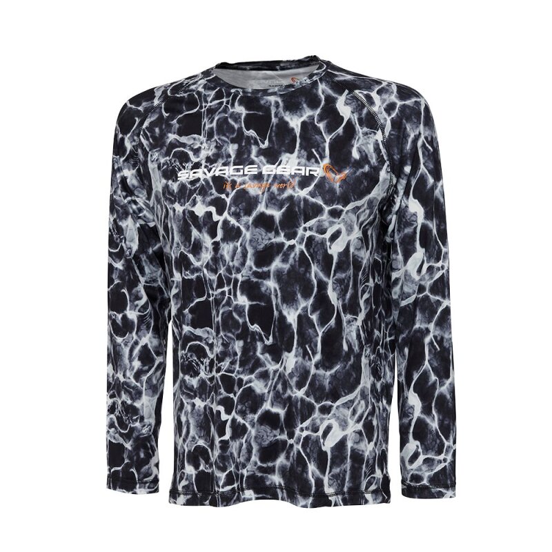 SAVAGE GEAR Night UV Long Sleeve T-Shirt S Black Waterprint
