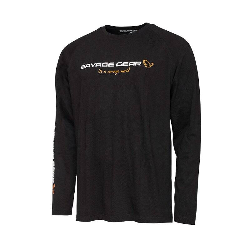 SAVAGE GEAR Signature Logo Long Sleeve T-Shirt S Black Caviar