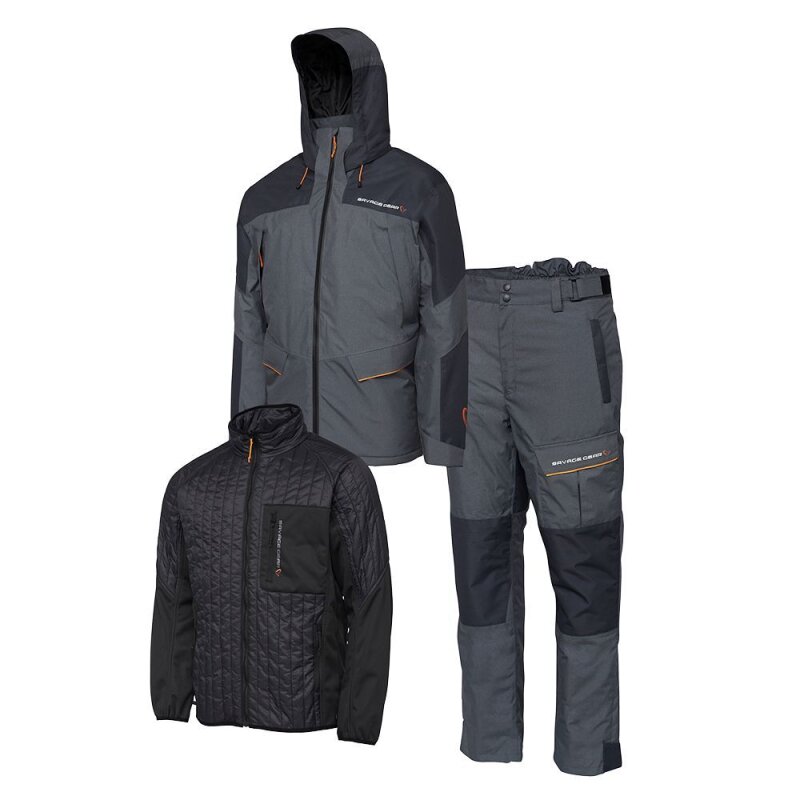 SAVAGE GEAR Therma Guard 3-Piece Suit XXL Charcoal Grey Melange