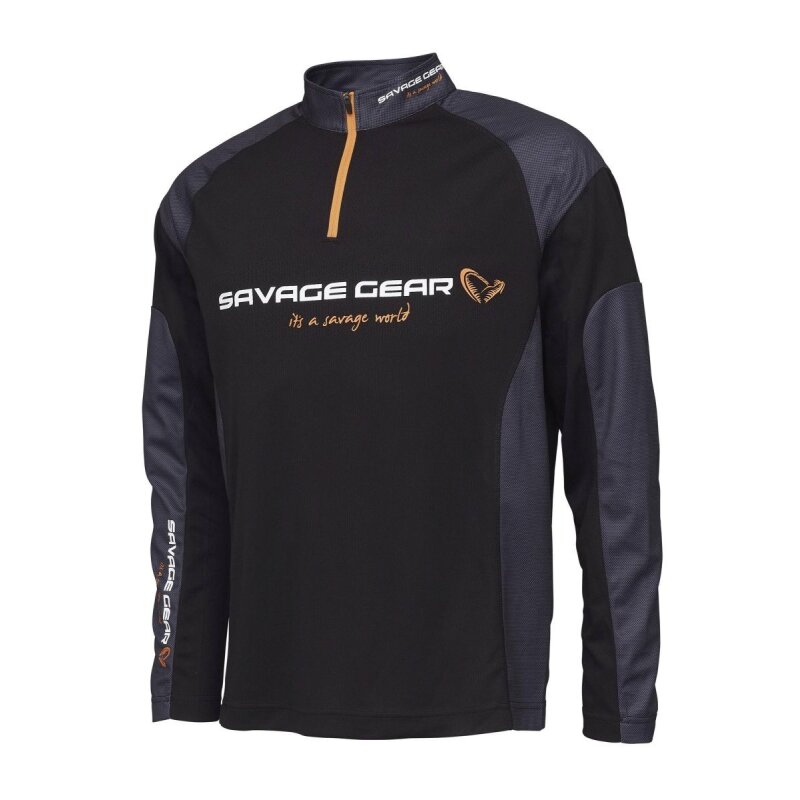 SAVAGE GEAR Tournament Gear Shirt 1/2 Zip XXL Black Ink