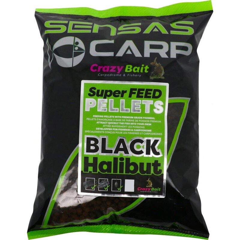 SENSAS Super Feed Pellets Black Halibut 2mm 700g (5,51 € pro 1 kg)