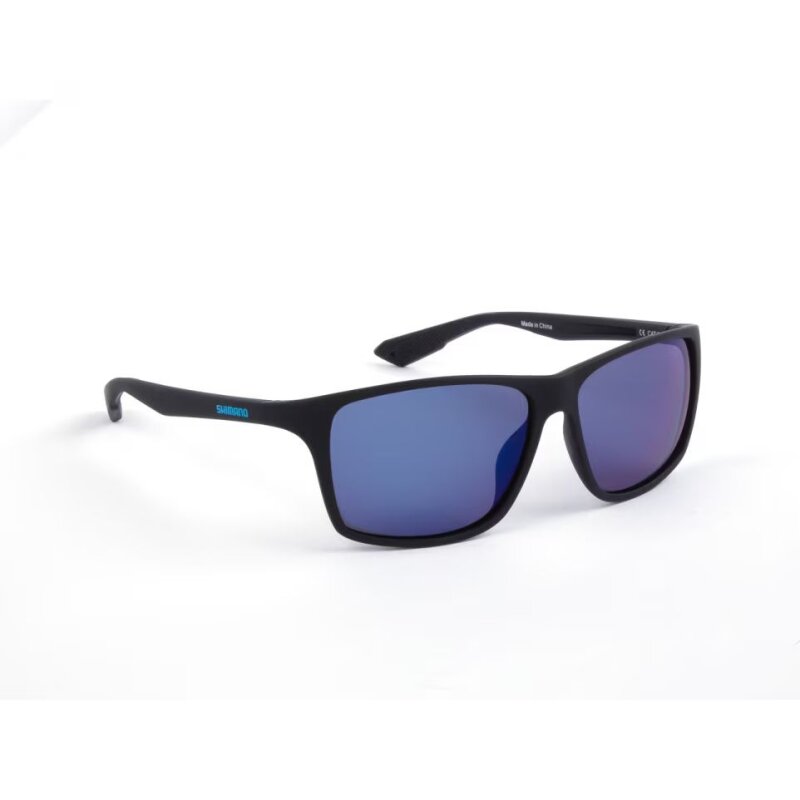SHIMANO Eyewear Matte Black & Blue Mirror Slim