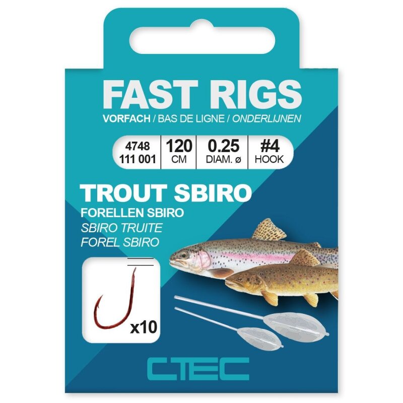 SPRO C-Tec Fast Rigs Trout Sbiro Gr.6 120cm 0,22mm 10Stk.