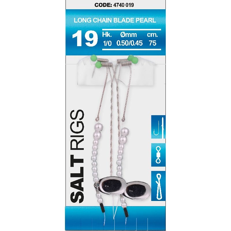 SPRO Salt Rig 19 Long Chain Blade Pearl Gr.1/0 75cm 0,5mm 0,45mm