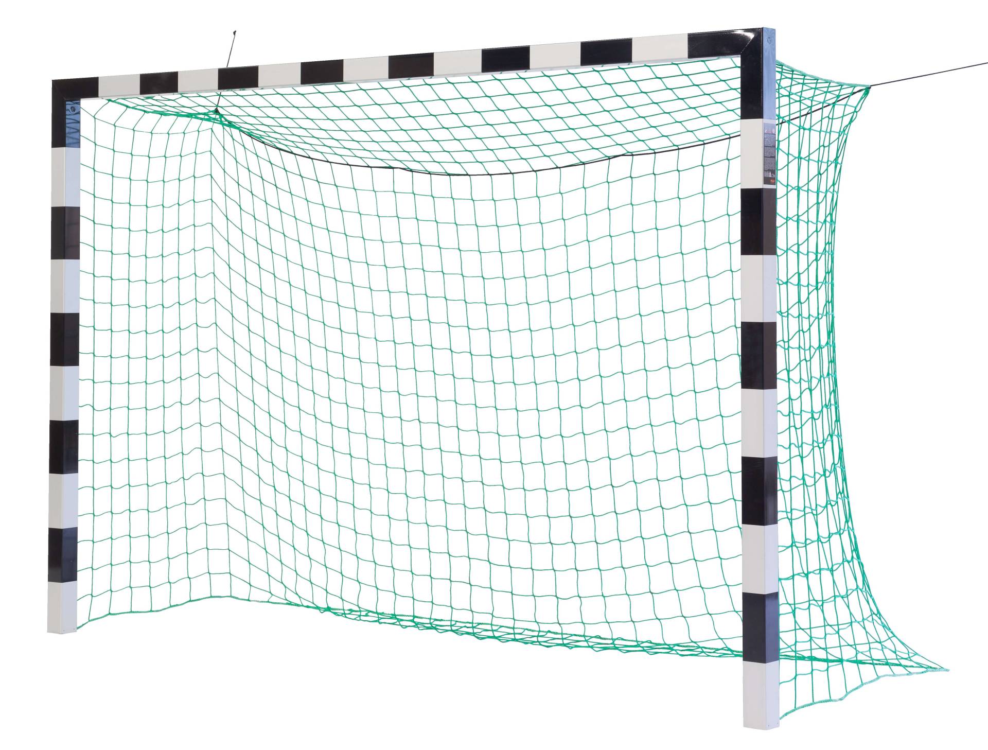 Sport-Thieme Handballtor in Bodenhülsen stehend mit patentierter Eckverbindung, Schwarz-Silber, Mit anklappbaren Netzbügeln von Sport-Thieme