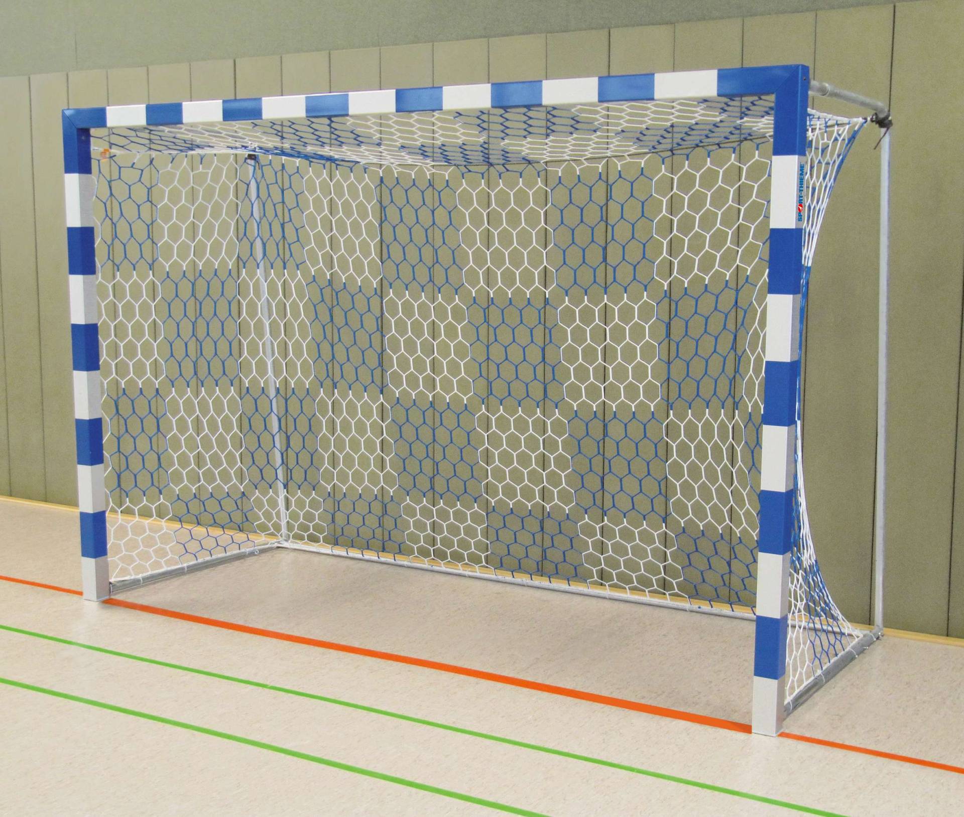 Sport-Thieme Hallenhandballtor 3x2 m, frei stehend mit feststehenden Netzbügeln, Blau-Silber, Verschweißte Eckverbindungen von Sport-Thieme