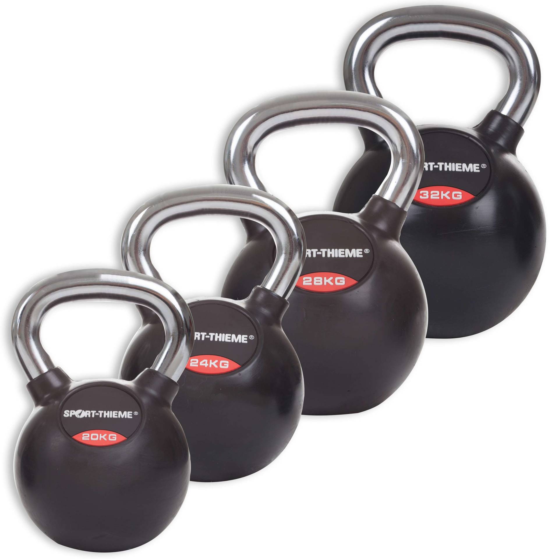 Sport-Thieme Kettlebell-Set "Gummiert mit glattem Chrom-Griff", Advanced von Sport-Thieme