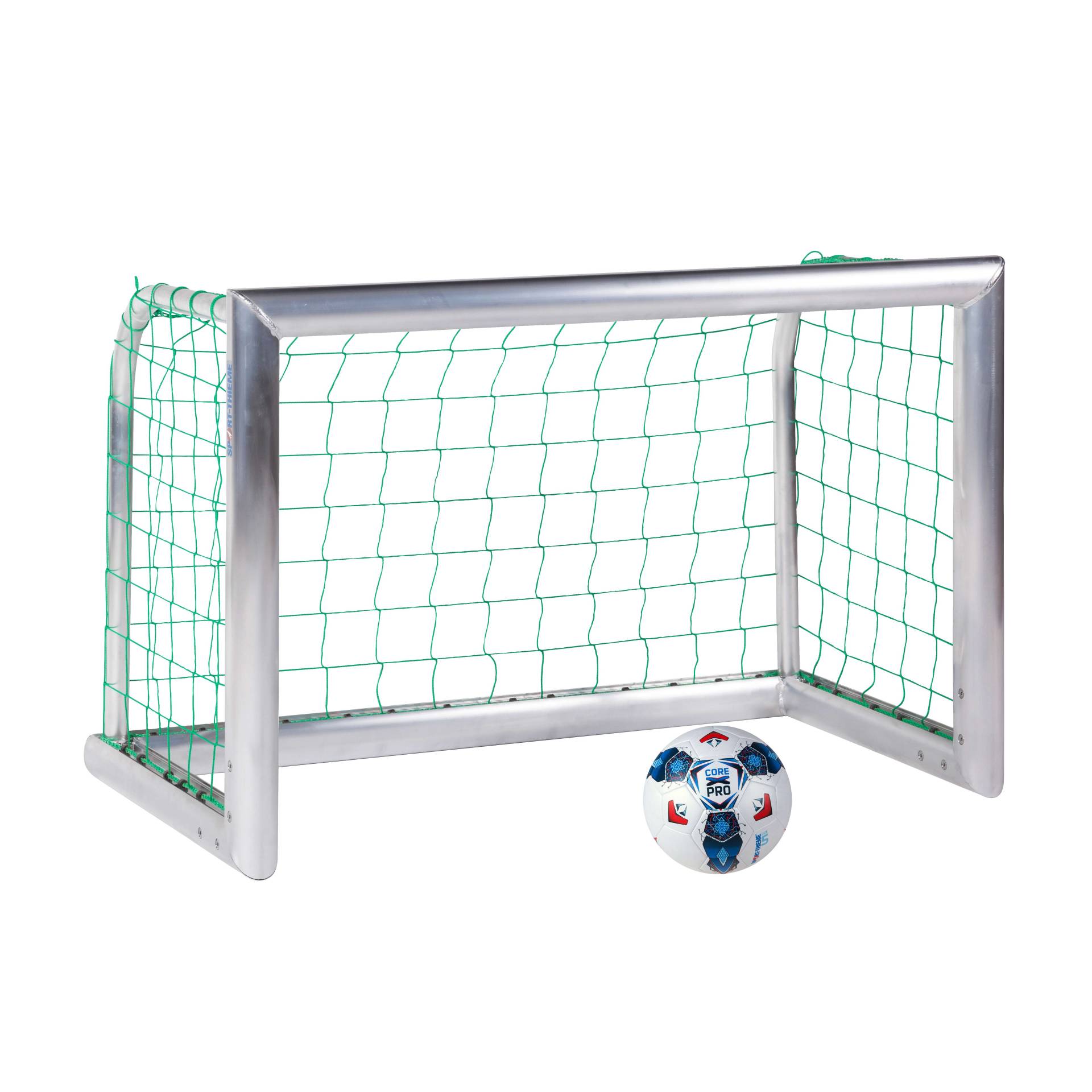 Sport-Thieme Mini-Fußballtor "Professional Kompakt", Alu-Naturblank, Inkl. Netz, blau (MW 10 cm), 2,40x1,60 m von Sport-Thieme