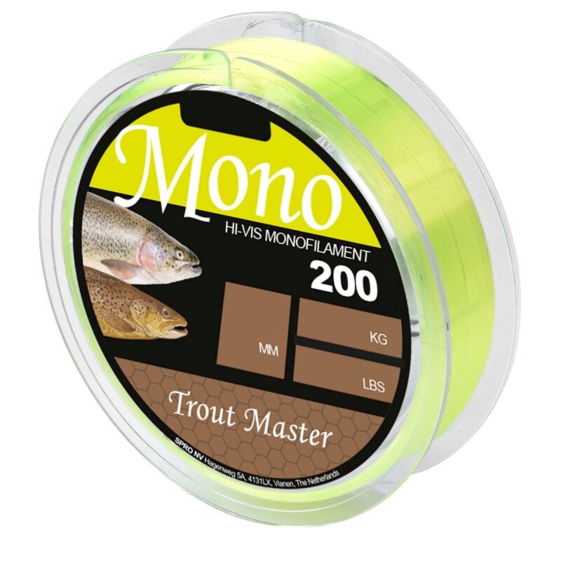 TROUTMASTER Hi-Vis Mono 0,12mm 1,5kg 200m Chartreuse (0,03 € pro 1 m)