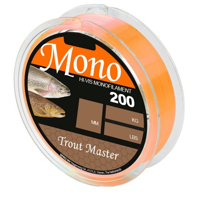 TROUTMASTER Hi-Vis Mono 0,18mm 3,5kg 200m Orange (0,03 € pro 1 m)