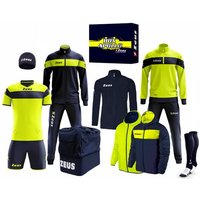 Zeus Apollo Fußball Set Teamwear Box 12-teilig Navy Neon Gelb von Zeus