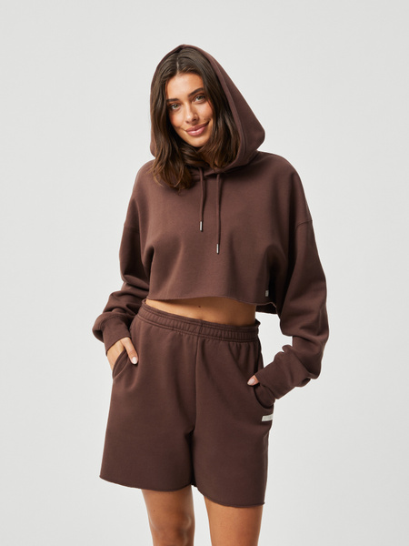 Björn Borg Studio Oversized Cropped Hoodie Braun, M von björn borg