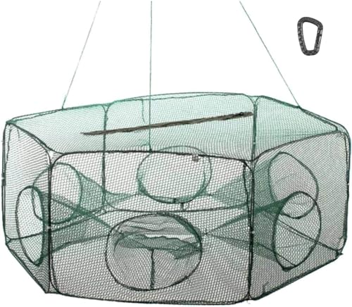 Köderfischreuse Fisch-Reuse von Behr 6 eckig Aalreuse Krebsreuse 60 x 24 cm Faltbar kleines Transportmaß + gratis Karabiner von blntackle76