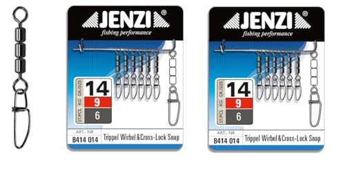 Set 2 Packungen (8-12 STÜCK) Jenzi High-Speed Wirbel Fastlock-Karabiner von Jenzi, Black Nickel, 9, 12, 18, 25 Kg+gratis Petri Heil! Aufkleber (Größe 14, 9kg) von blntackle76