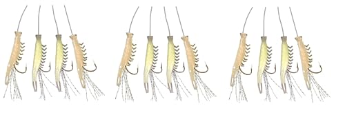Set 3 Meeresvorfächer von Dega by Jenzi Makrelen-Shrimp Vorfach 4 Arme Leuchtend Norwegen fertig montiert Länge 150cm, Schnurstärke 0,60/0,40mm, Hakengröße 2 (Set # 3 Luminous) von blntackle76