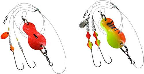 blntackle76 Set 2 Stück Buttlöffel von Jenzi Plattfisch Blinker montiert 80 Gramm orange Glitter & 100 Gramm grün/rot/Tiger Glitzer + gratis Petri Heil! Aufkleber von blntackle76