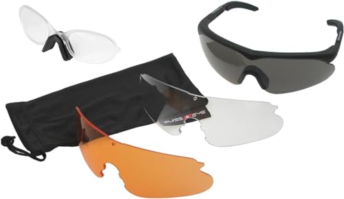 blntackle76 Set Swiss Eye® Raptor incl Clip Adapter für Sehstärken Korrektur Brille balistiche Schutzbrille, Schießbrille, Sportbrille Wechselgläser, swisseye ® Farbewahl (schwarz) von blntackle76