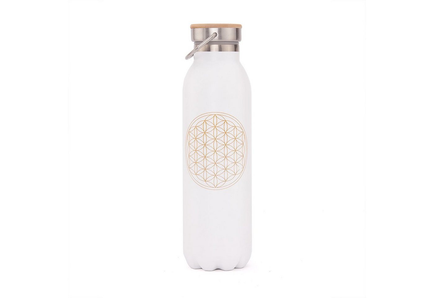 bodhi Isolierflasche Isolier-Trinkflasche 600 ml, Edelstahl Blume des Lebens, matt-weiß von bodhi