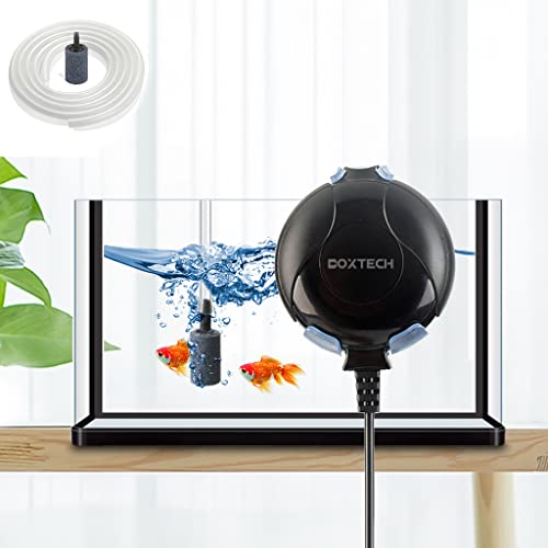 Sauerstoffpumpe Mini Leise Aquarium Oxygen Luftpumpe mit Air Stone und Silikonschlauch für Fischbecken und Die Nanoaquarien (schwarz) von boxtech