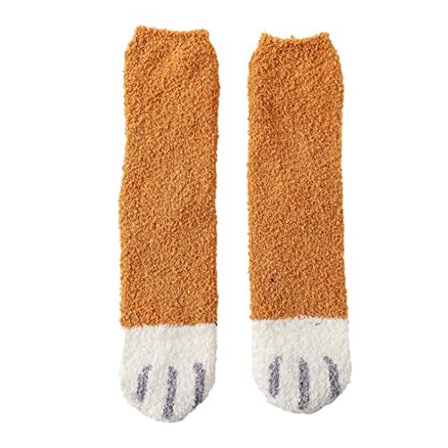 budiniao 1 Paar Damen Winter Warme Socken Thermisch Bequem Schlafen Fußwärmer Unisex Strumpfwaren Erwachsene Erwärmung Freizeit Freizeit, Gelb von budiniao