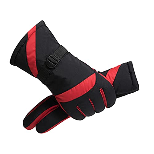 budiniao 1 Paar Schnee Ski Handschuhe Winter Wasserdicht Winddicht Touchscreen Outdoor Sports Motorrad Snowboard Atmungsaktive Fäustlinge, rot schwarz von budiniao