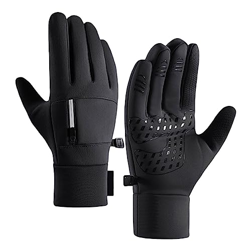 budiniao 1 Paar wasserdichte verdickte Handschuhe tragbare Winddichte Handschuhe warmhaltende Touchscreen Fahrradhandschuhe Handwärmung, Schwarz, L von budiniao