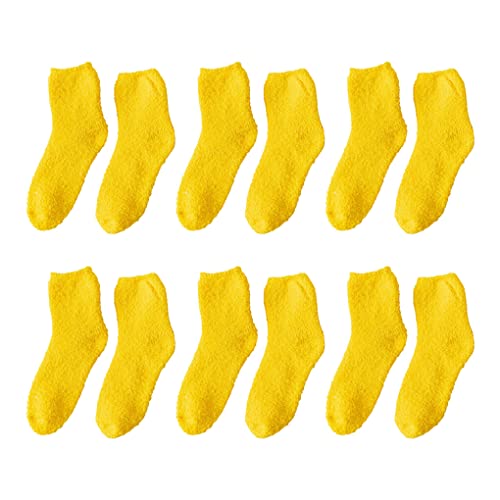 budiniao 6 Paar Stuff Sock Winter Supplies Mehrfarbige Haushaltsaccessoires Wiederverwendbare Fußwärmer Lounge Slipper im japanischen Stil, Gelb von budiniao