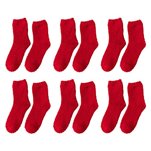 budiniao 6 Paar Stuff Sock Winter Supplies Mehrfarbige Haushaltsaccessoires Wiederverwendbare Fußwärmer Lounge Slipper im japanischen Stil, Rot von budiniao