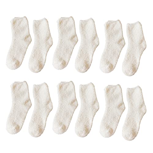 budiniao 6 Paar Stuff Sock Winter Supplies Mehrfarbige Haushaltsaccessoires Wiederverwendbare Fußwärmer Lounge Slipper im japanischen Stil, Weiß von budiniao