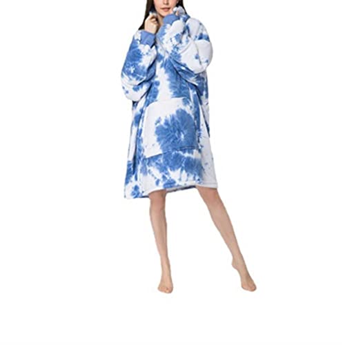 budiniao Damen Hoodie Tie Dyeing Warm Cold Weather Sweatshirt Lose Kleidung Sleeping Home Dress Lässige Freizeit Nachtwäsche Pyjama, Blau von budiniao