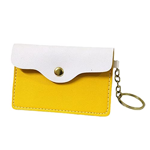 budiniao Frauen Brieftasche Leder Kreditkarte Schlüssel Aufbewahrungstasche Tragbare Schule Date Shop Schlüsselanhänger Geldbörse Tasche Weibliche Mädchen, Gelb von budiniao