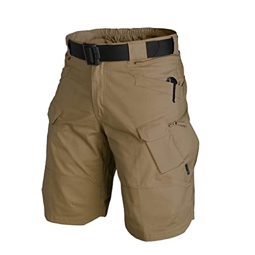 budiniao Herren Shorts Activewear Baumwolle Reiten Radfahren Multi Pocket Short Pants Wiederverwendbare Outdoor Jagd Angeln Freizeithose, Khaki, XL von budiniao