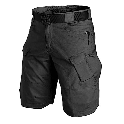 budiniao Herren Shorts Activewear Baumwolle Reiten Radfahren Multi Pocket Short Pants Wiederverwendbare Outdoor Jagd Angeln Freizeithose, Schwarz, L von budiniao
