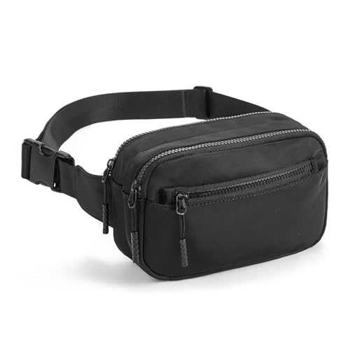 Bauchtasche Brusttasche Sichere Hüfttasche für Damen und Herren Gürteltasche für Freizeit und Reisen(Schwarz) von buffup
